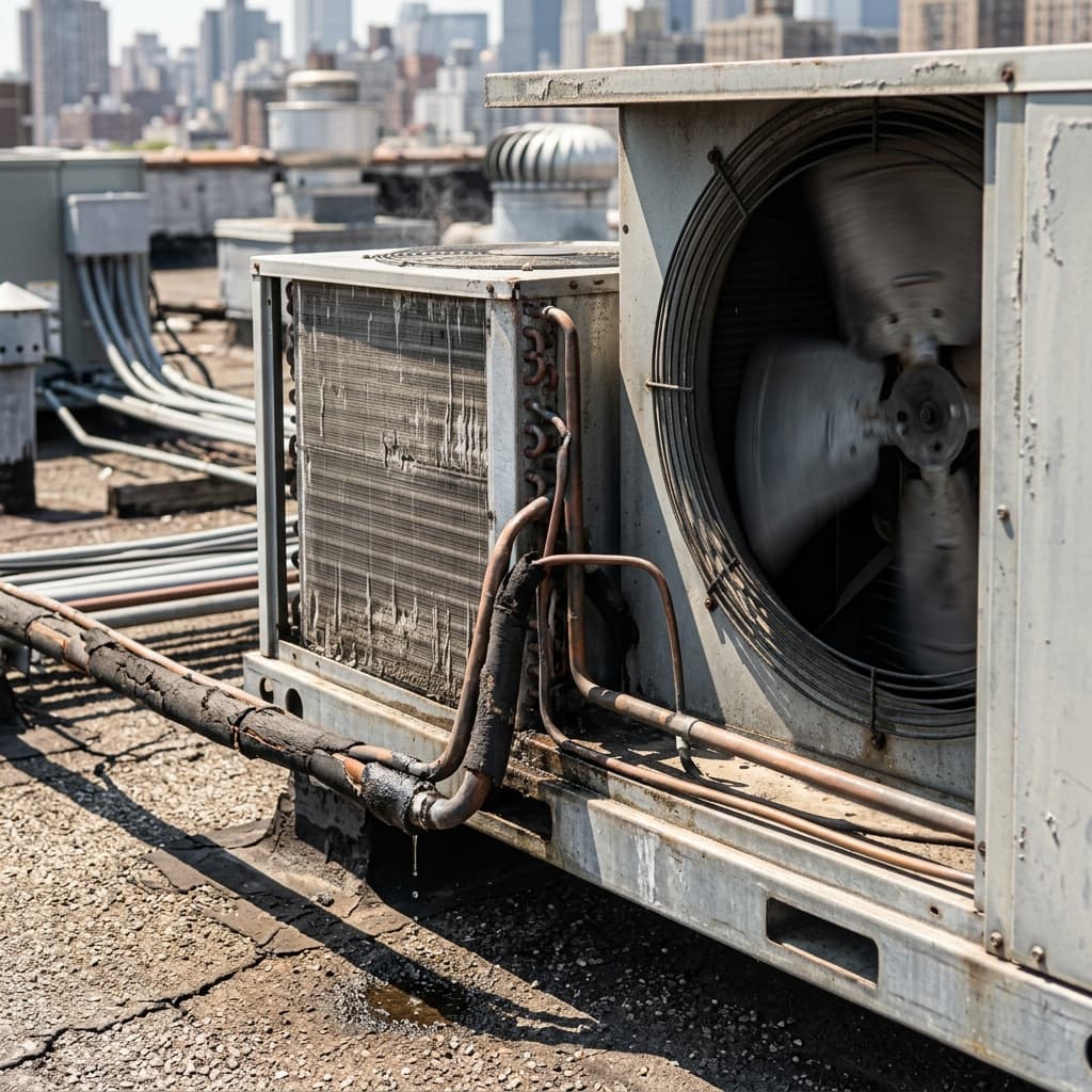 Aging rooftop HVAC under heat load
