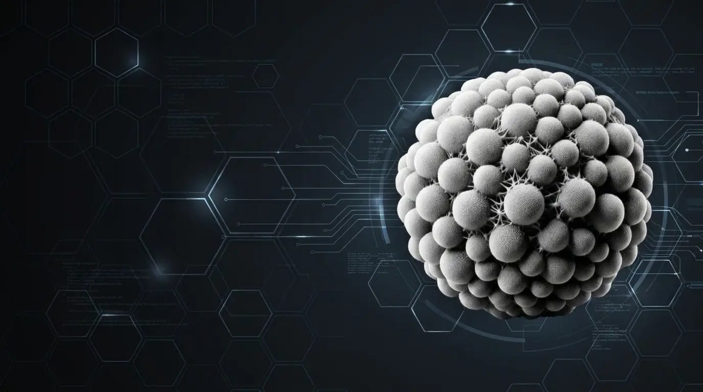 Abstract representation of nano-particles and interconnected networks, symbolizing advanced nano-ceramic coating technology for energy efficiency and safety applications.